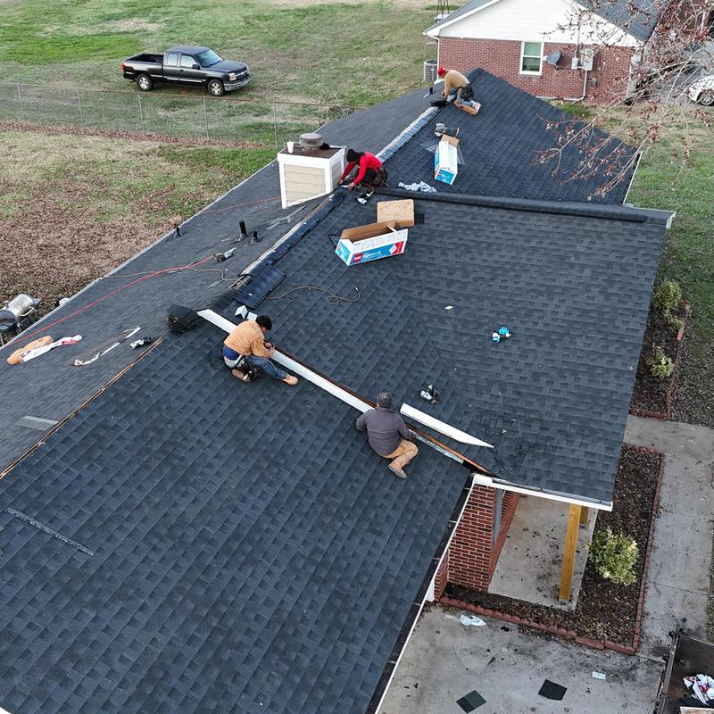 GAF asphalt shingle roof installation on residential home