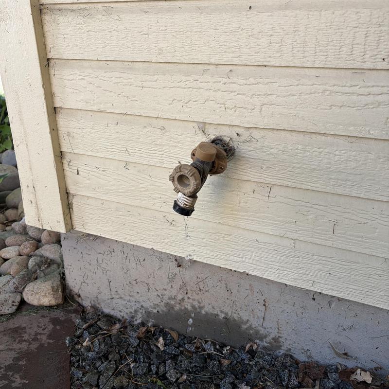 Frost free hose bib dripping water on siding Frost free hose bib dripping water on siding