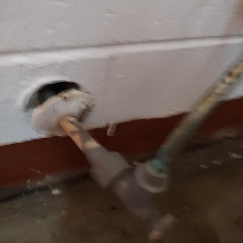 Toilet shut off valve and supply line near wall base Toilet shut off valve and supply line near wall base