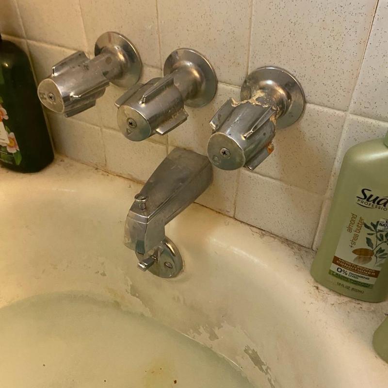 Shower valve and tub spout with old fixtures