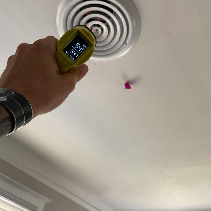 Ceiling air vent temperature check with infrared gun Ceiling air vent temperature check with infrared gun
