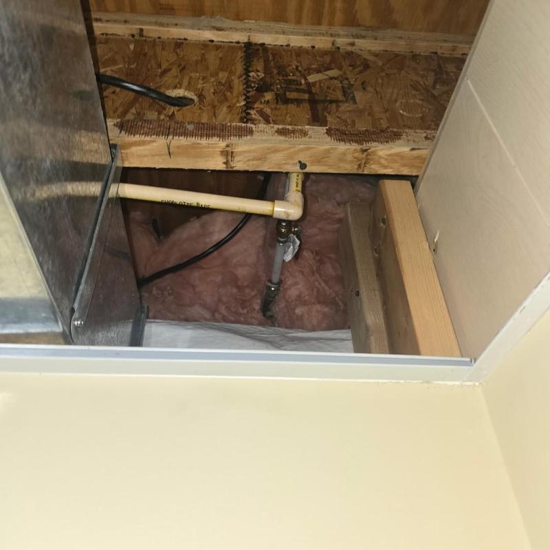 PVC pipe plumbing with shut off valve installation in ceiling space