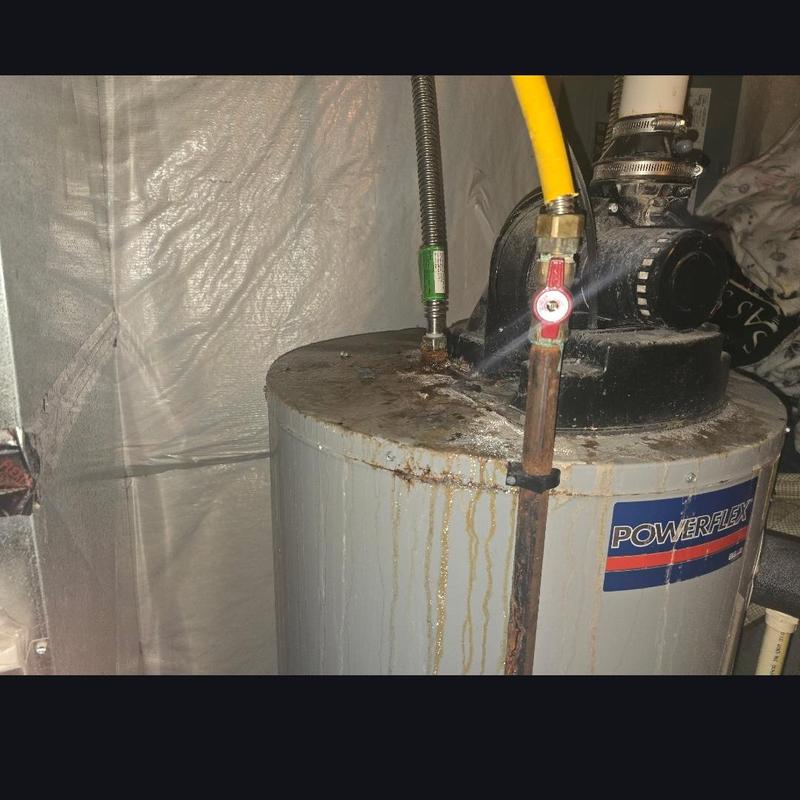 50-gallon Powerflex water heater with leaking valve