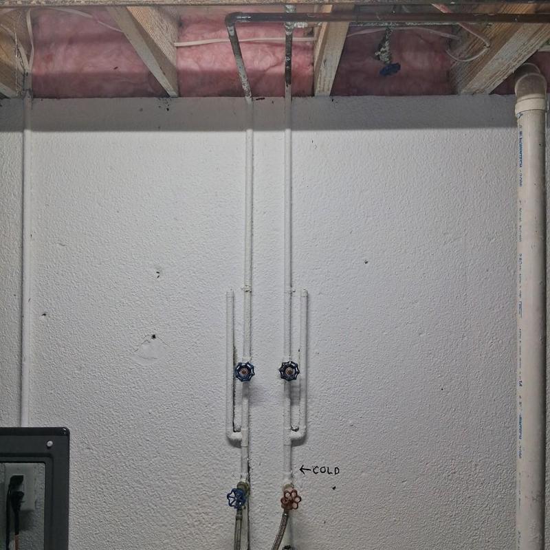 Copper water supply pipes with shut-off valves
