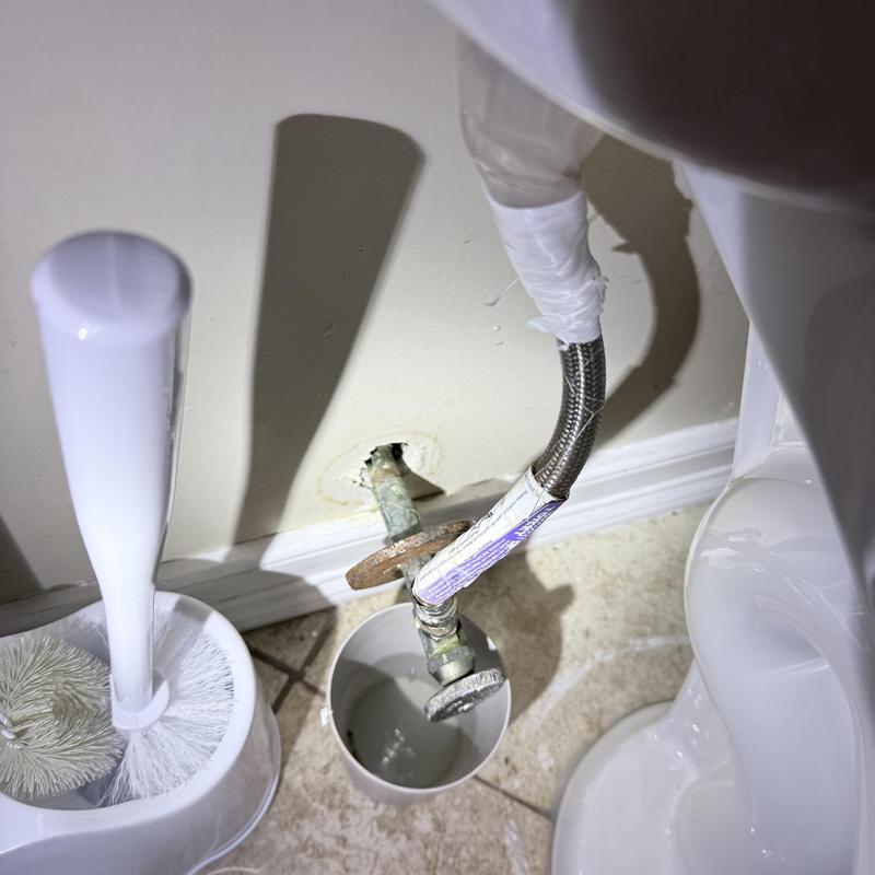 Toilet shut-off valve with braided supply line replacement Toilet shut-off valve with braided supply line replacement