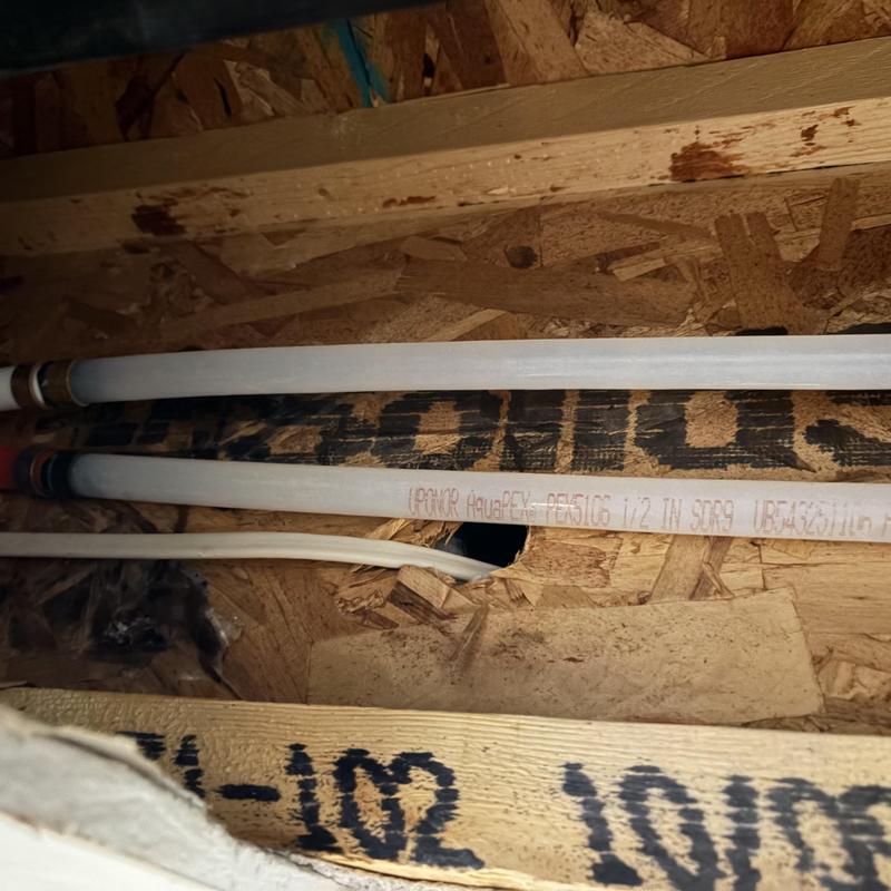 Pex water line leak repair inside ceiling cavity