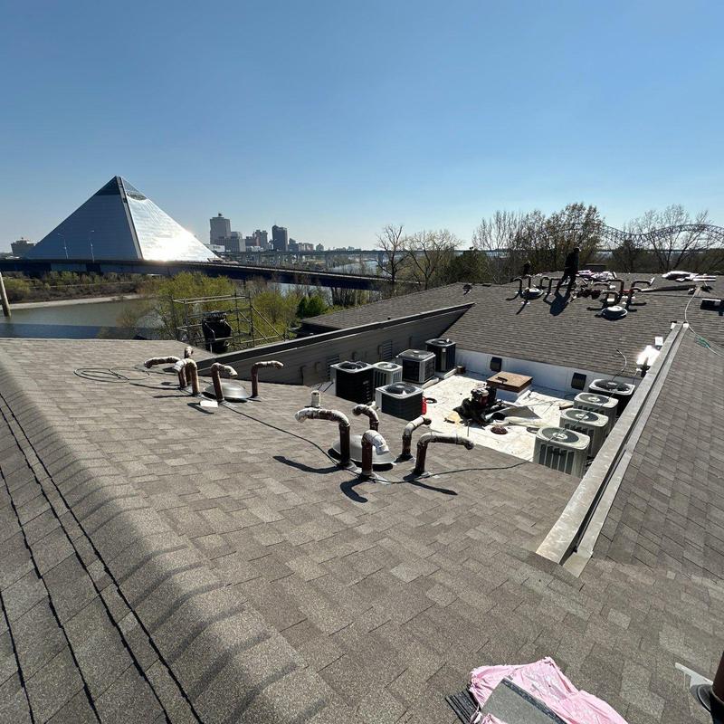 Owens Corning Oakridge asphalt roofing with HVAC units Owens Corning Oakridge asphalt roofing with HVAC units
