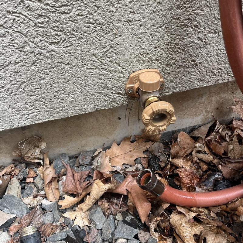 Outdoor hosebib replacement with detached garden hose in crawlspace
