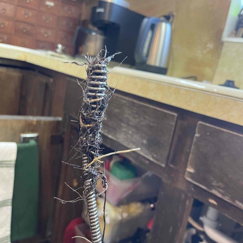 Kitchen sink drain snake with hair and debris removal