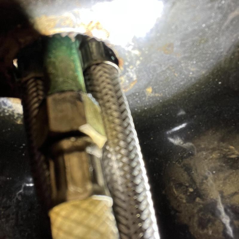 Kitchen faucet supply lines with leak repair installation Kitchen faucet supply lines with leak repair installation