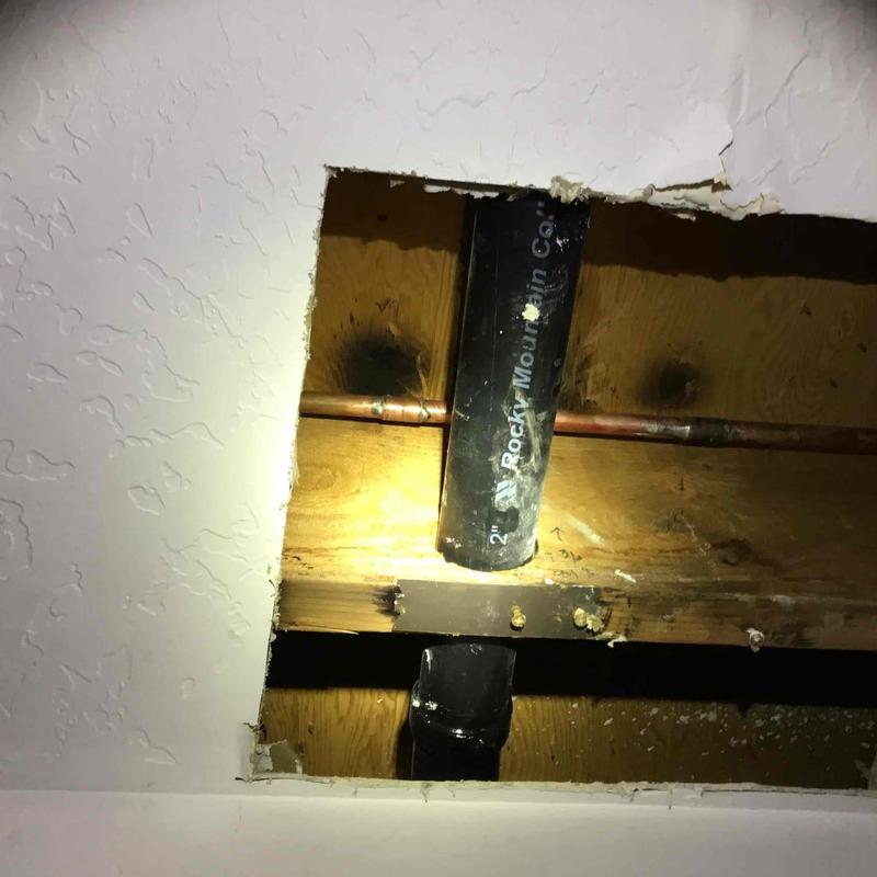 12-inch copper pipe with ceiling access hole