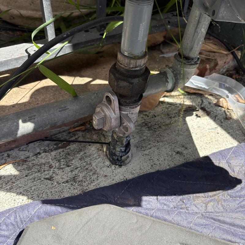 Earthquake gas shut-off valve on pipeline outdoors Earthquake gas shut-off valve on pipeline outdoors