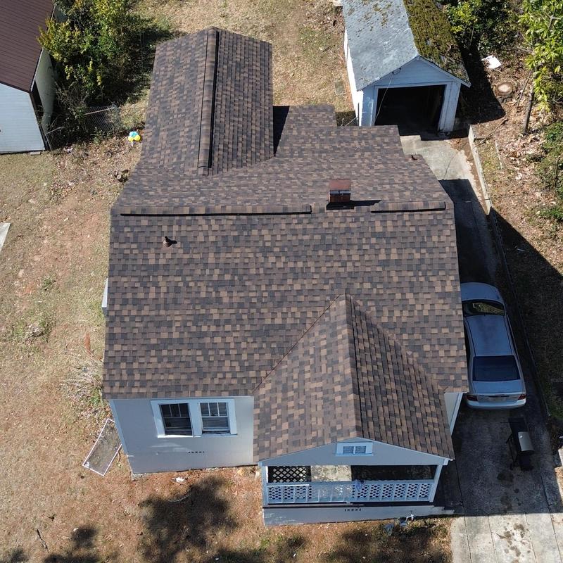 Architectural shingle roof replacement on residential house