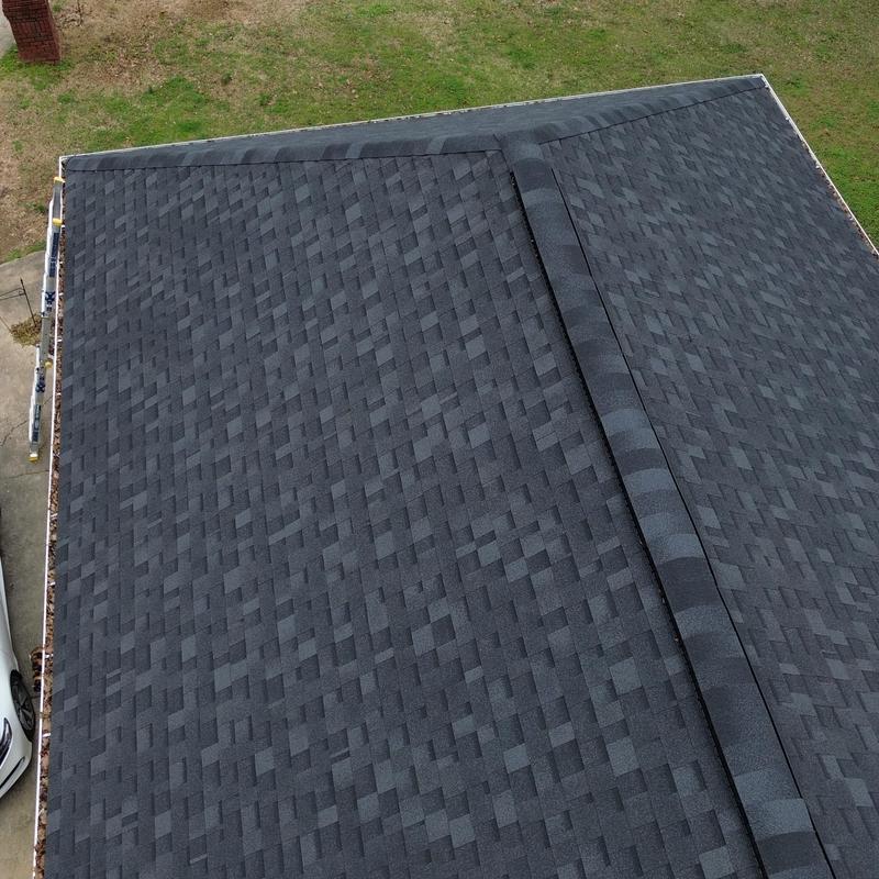 Architectural shingle roof with ridge vent installation
