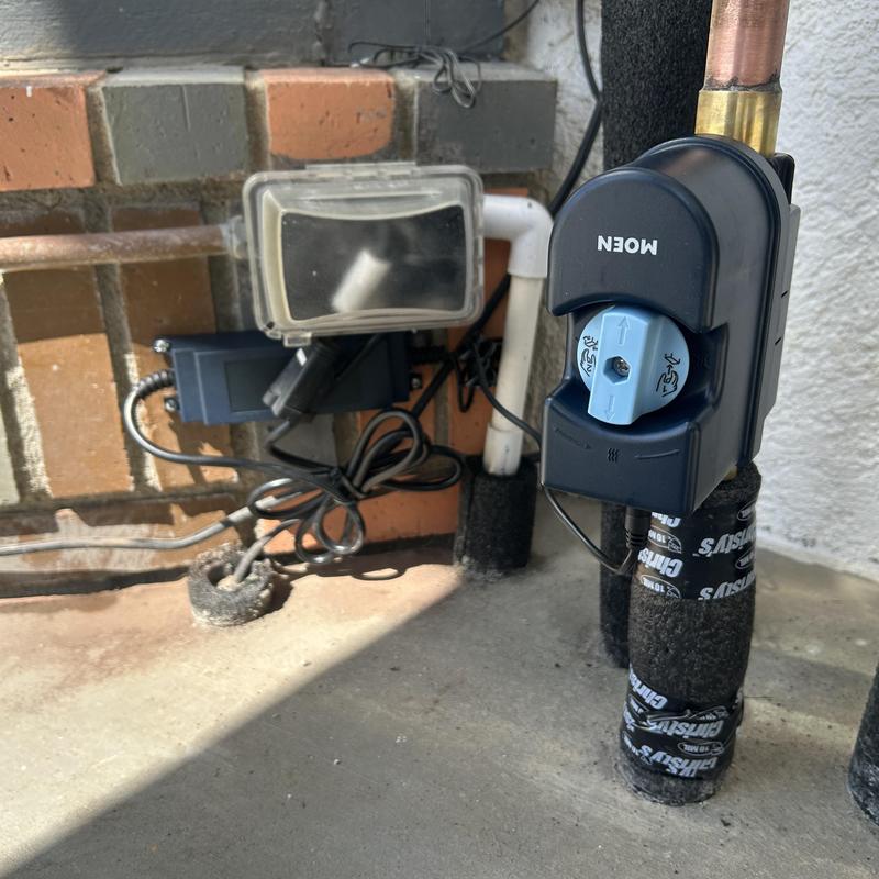 Moen Flow smart water monitoring device on pipe