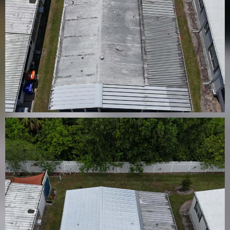 5V Galvalume metal roof before and after replacement