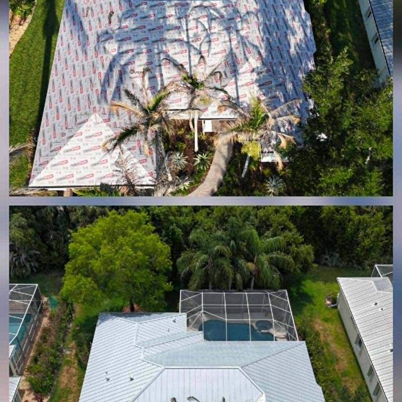 Snap lock standing seam metal roof before and after Snap lock standing seam metal roof before and after