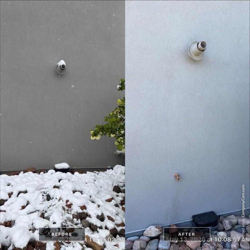 Hose bibb installation on exterior wall before and after Hose bibb installation on exterior wall before and after
