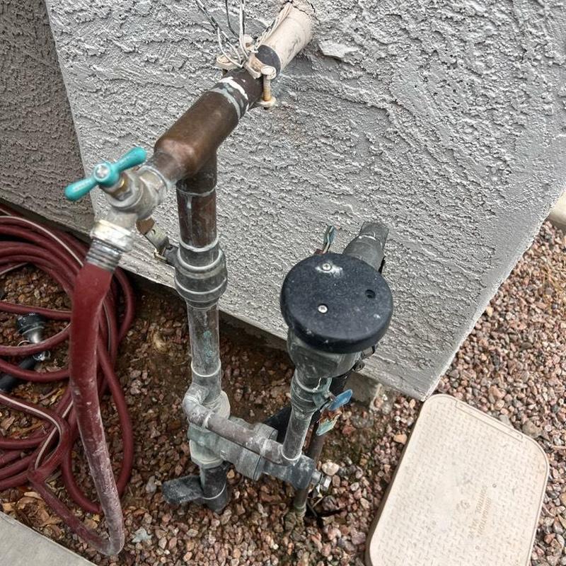 Pressure regulator valve and water line repair outdoors