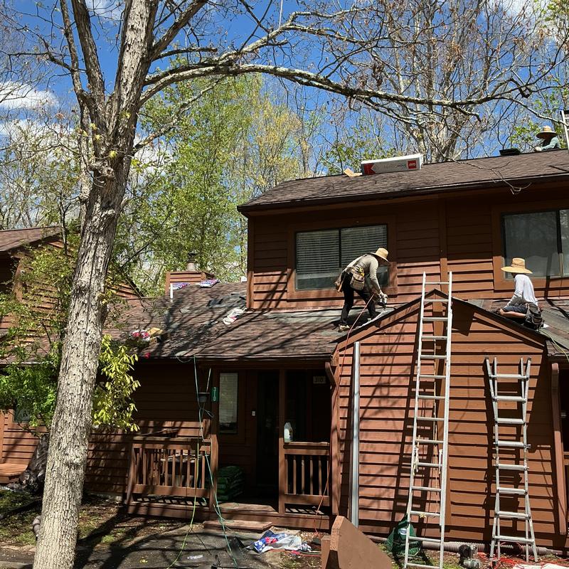 Hickory GAF shingle roof installation on condo Hickory GAF shingle roof installation on condo