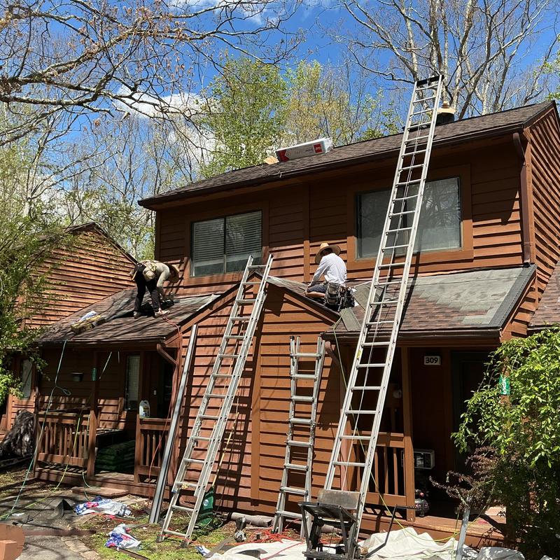 Hickory GAF shingle roof installation on condo Hickory GAF shingle roof installation on condo
