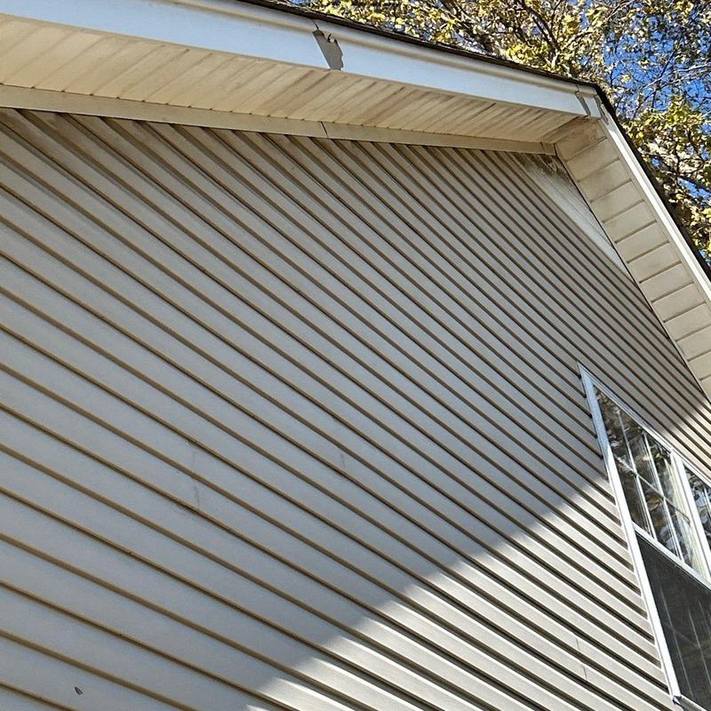 Vinyl siding and soffit on residential home exterior