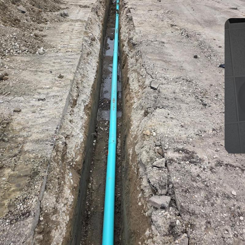 SDR 35 drainage pipe in trench excavation