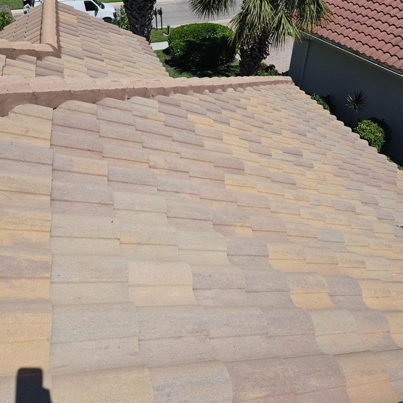 Concrete tile roof with foam-adhered tiles in Naples FL Concrete tile roof with foam-adhered tiles in Naples FL