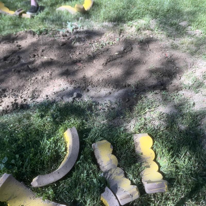 Septic tank inlet excavation and soil removal in yard
