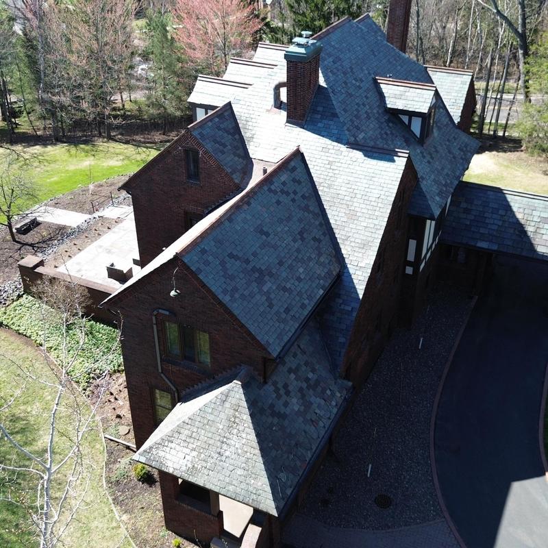 Vermont slate roof inspection on historic brick house