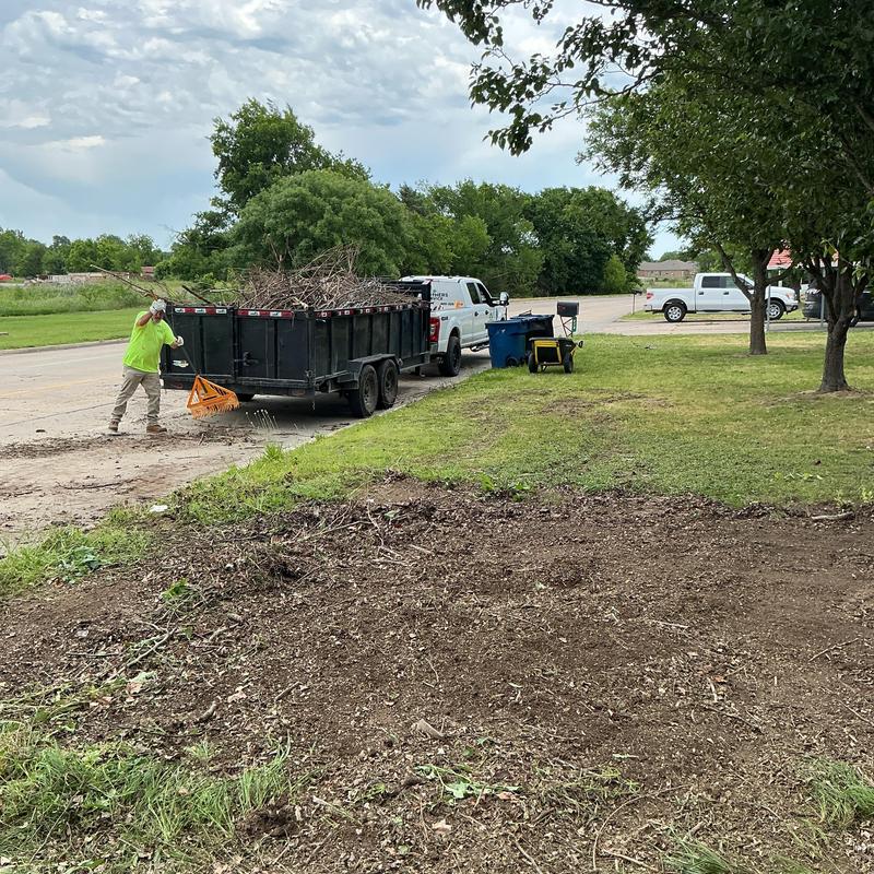 Brush and debris removal with trailer cleanup in Oklahoma