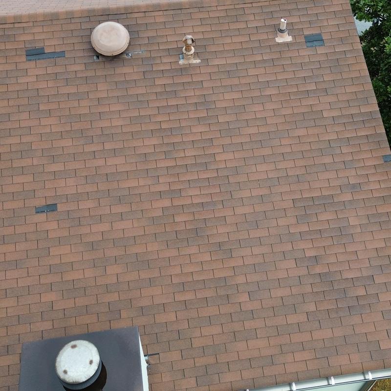 Architectural shingle roof with vents and flashing details
