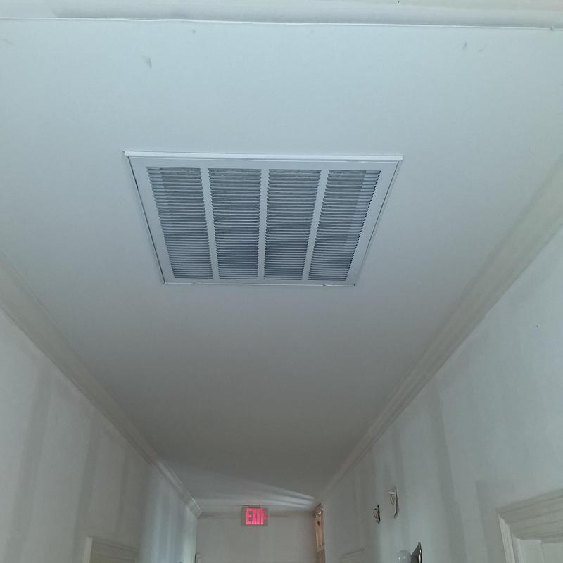 Air filter vent installed in hallway ceiling