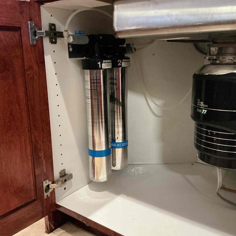 Everpure water filter cartridges under sink