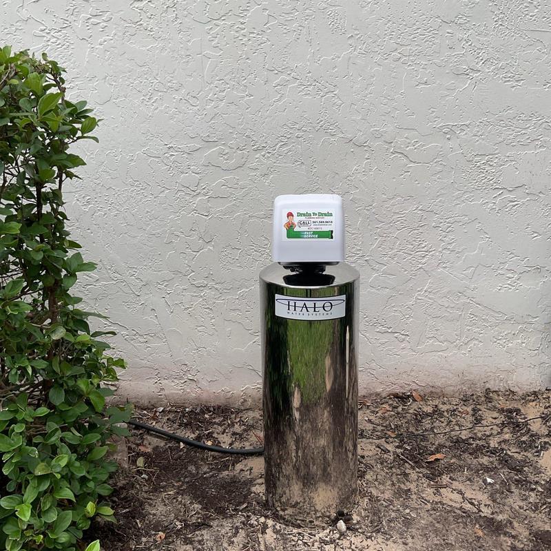 Halo 5 whole house water filtration system installed outdoors