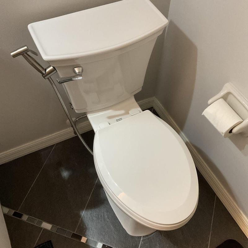 American Standard toilet with bidet sprayer installed