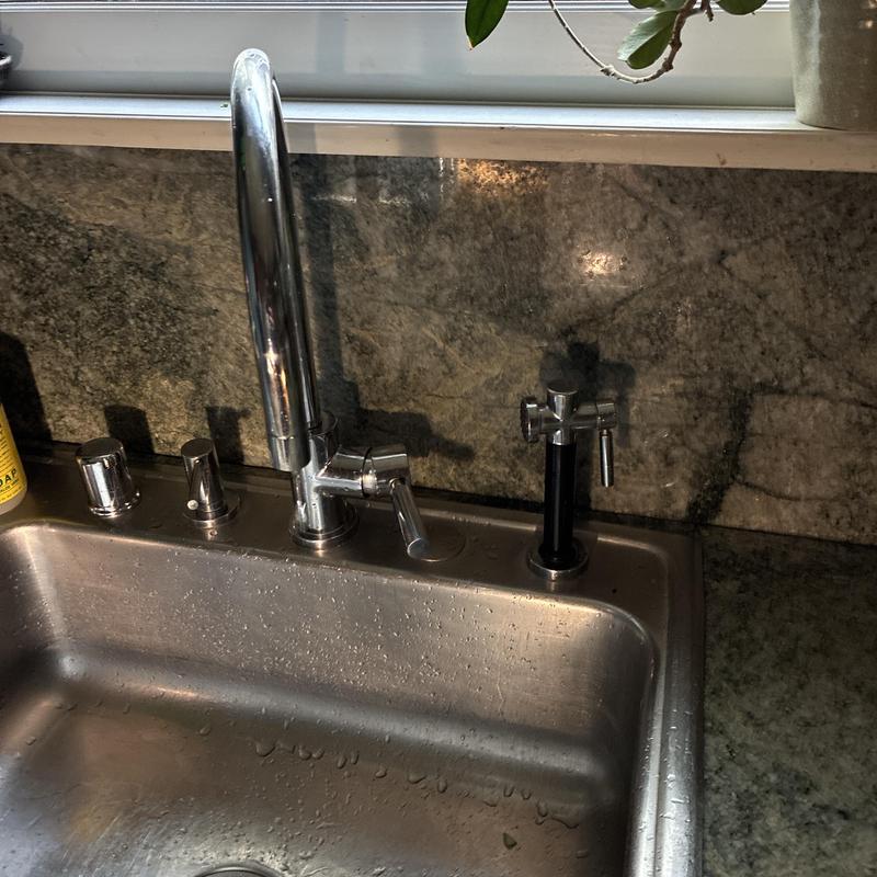 Kitchen faucet and angle stops installed under sink Kitchen faucet and angle stops installed under sink