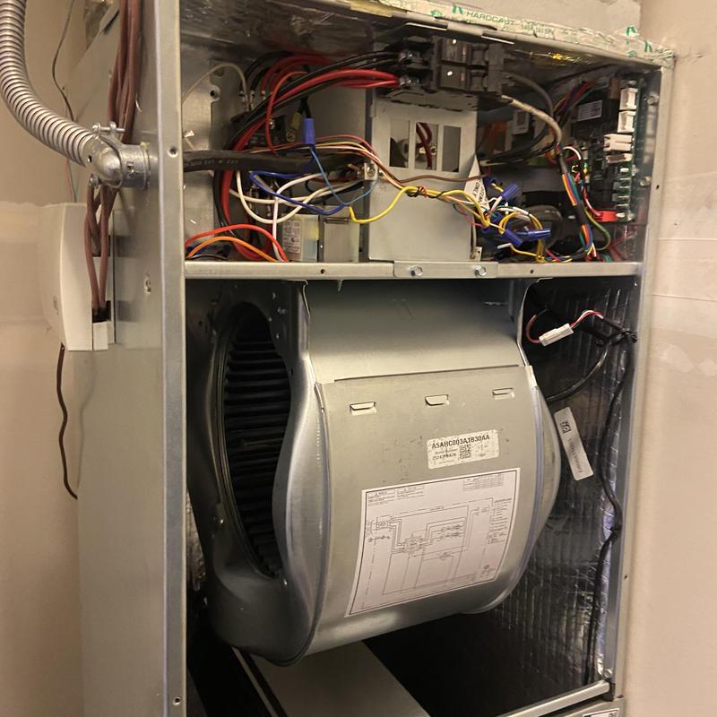 Air handler and heat strip wiring and components interior