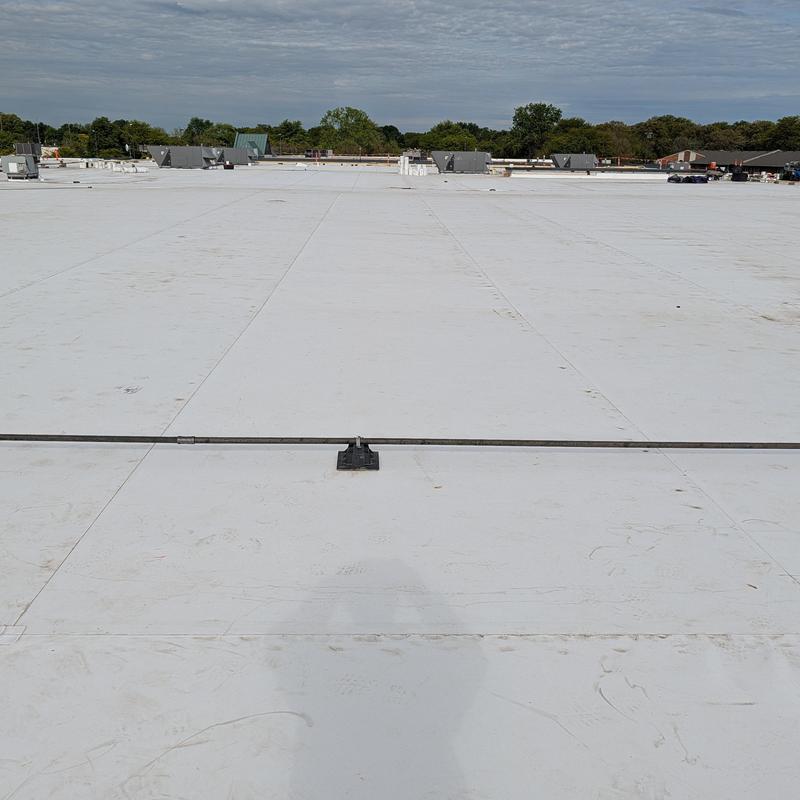 TPO single ply roofing on flat commercial roof