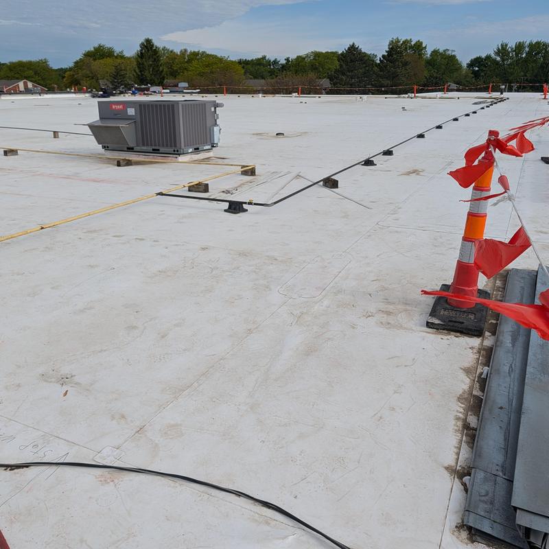 TPO single ply roofing on flat commercial roof