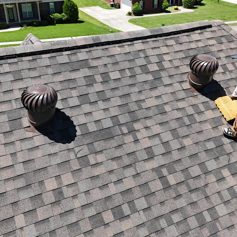 GAF HDZ shingle roof with ventilation turbines