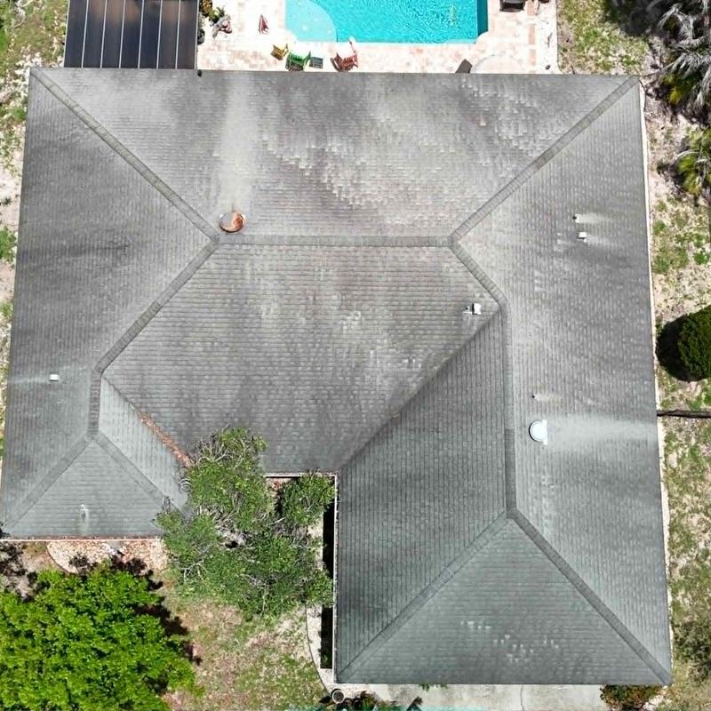 Shingle roof drone inspection on aging roof