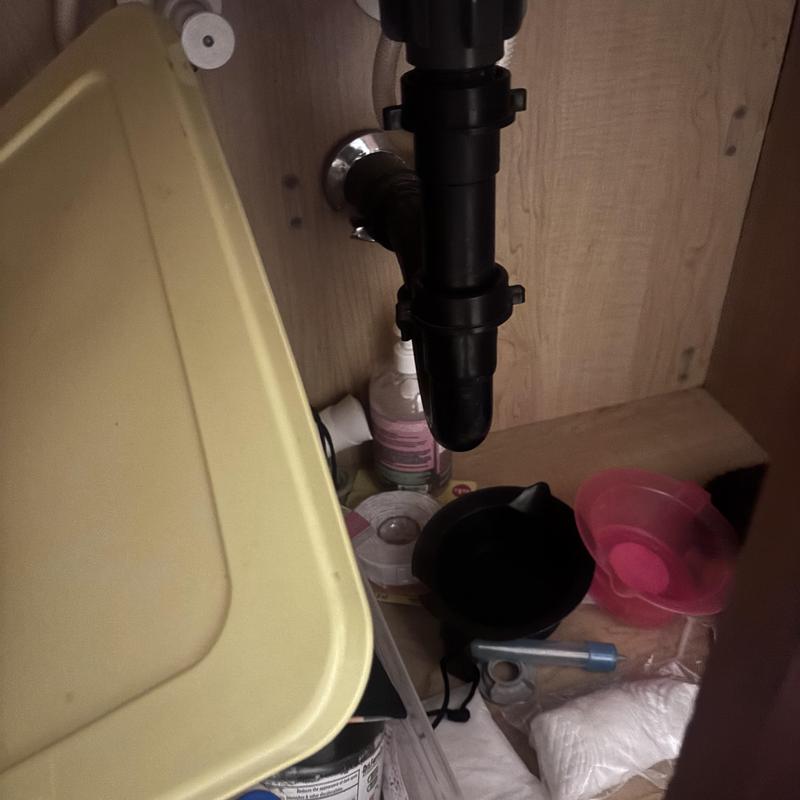 P-trap with drain lines under sink in cabinet P-trap with drain lines under sink in cabinet