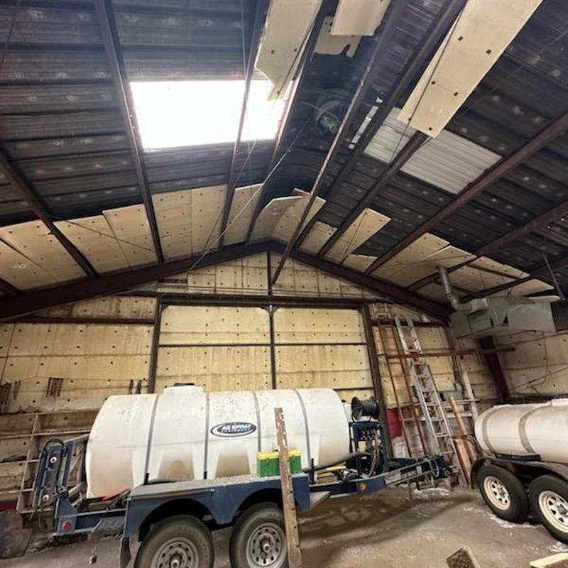 Metal roof skylights with interior view of trailers