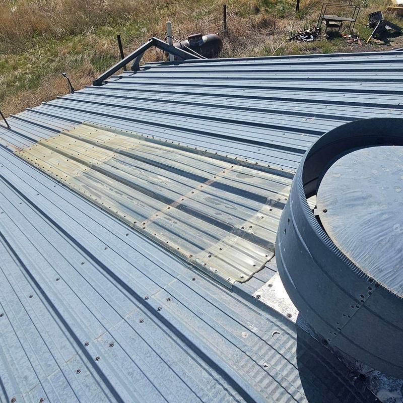 Skylight panel on metal roof at municipal facility