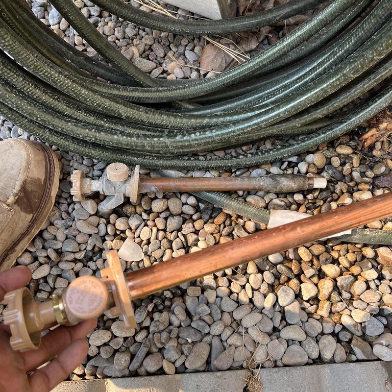 Hose bib replacement with copper piping on gravel