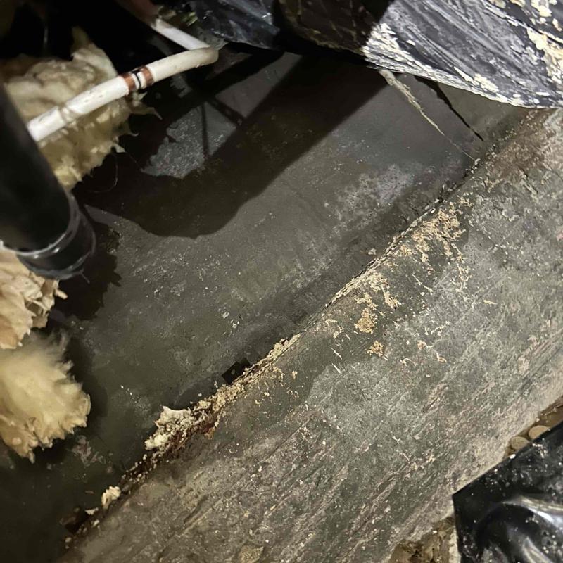 12 PEX hot water line in crawl space leak repair