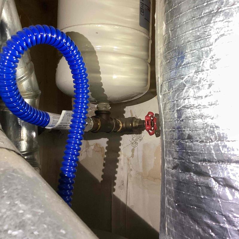 Thermal expansion tank with gate valve and piping