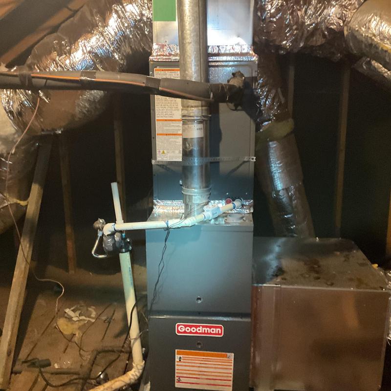 Goodman furnace and duct system in attic space Goodman furnace and duct system in attic space