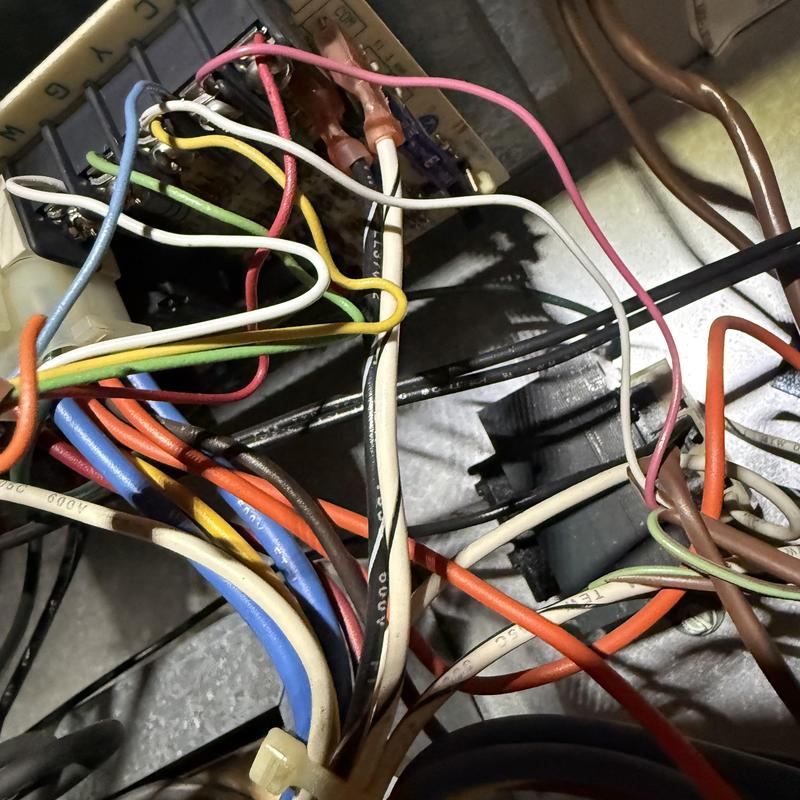 HVAC control board wiring with multicolored wires HVAC control board wiring with multicolored wires